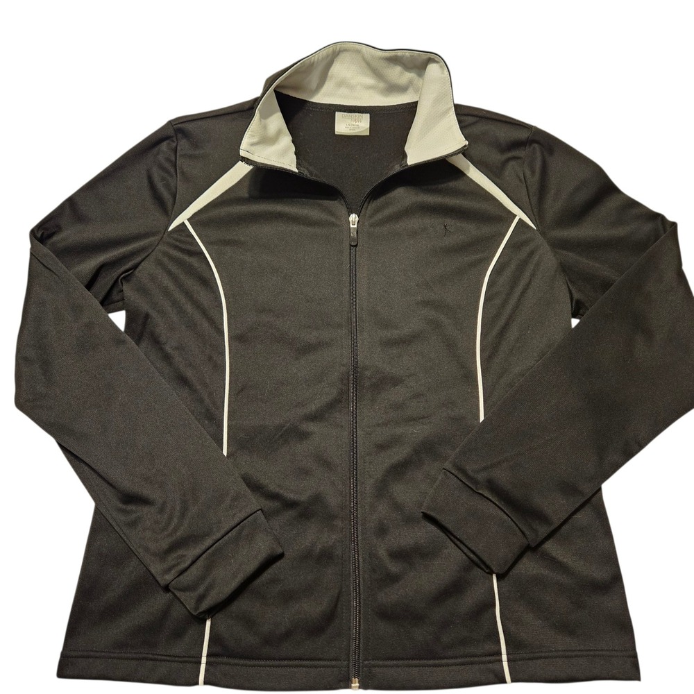 Danskin Now‎ Womens Full Zip Jacket L/G 12/14 Black White Athletic Track